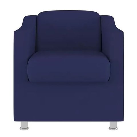 Poltrona Decorativa Recepção Reforçada Bia Suede Azul Marinho - Twdecora