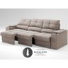 Sofá com Porta Copos e Carregador USB Retrátil e Reclinável Ringo 2,30m Velosuede Bege - NETSOFAS - 5