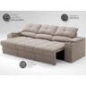 Sofá com Porta Copos e Carregador USB Retrátil e Reclinável Ringo 2,30m Velosuede Bege - NETSOFAS - 4