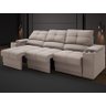 Sofá com Porta Copos e Carregador USB Retrátil e Reclinável Ringo 2,30m Velosuede Bege - NETSOFAS - 1