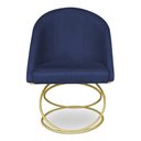 Ver imagem 3 de Cadeira Poltrona de Jantar Bela Suede Azul Marinho Base Metálica Luxo Dourado - Pallazio