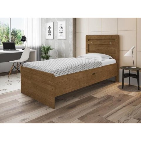 Cama Solteiro Baú Larissa Malbec com Colchão