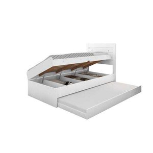 Cama Baú Solteiro Larissa Branco com Auxiliar e 02 Colchões
