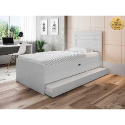 Cama Solteiro Larissa com Auxiliar Branca Framar - 2