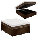 Ver imagem 1 de Cama Box com Baú Queen Elegance Pillow Top Molas Ensacadas Suede Branco Royal