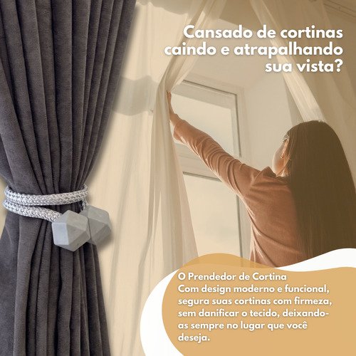 Kit com 2 Prendedor de Cortina Magnético Abraçadeira Imã - Branco - 2