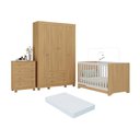 Ver imagem 1 de Quarto de Bebê Completo Berço Americano 3 em 1 Colchão Allegra Multimóveis Mp4602 Madeirado