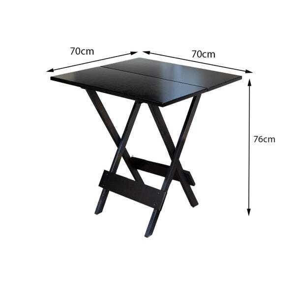 Jogo de Mesa com 4 Cadeiras de Madeira Dobravel 70x70 Ideal para Bar e Restaurante - Tabaco - 2