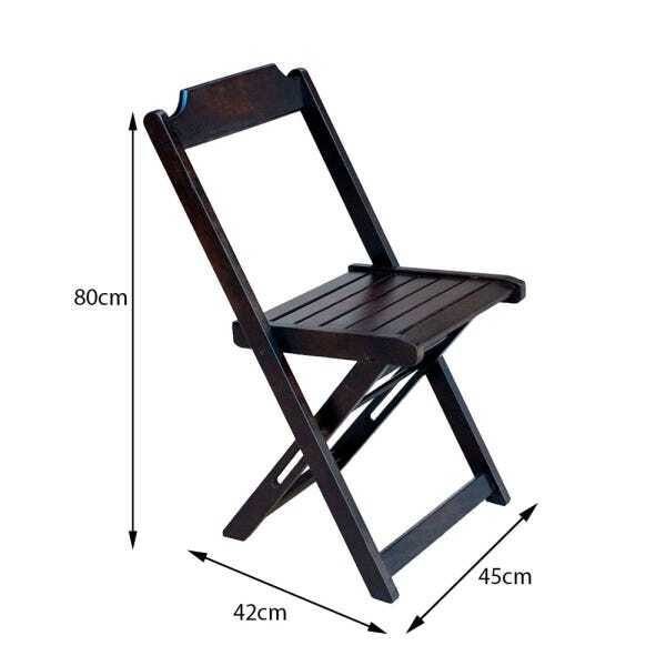 Jogo de Mesa com 4 Cadeiras de Madeira Dobravel 70x70 Ideal para Bar e Restaurante - Tabaco - 3