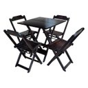 Ver imagem 1 de Conjunto de Mesa com 4 Cadeiras de Madeira Dobrável 70x70 Tabaco