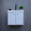 Ver imagem 1 de Kit Armário para Banheiro 50cm Mdf com Cuba + Espelheira - Bergamo Branco