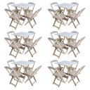 Ver imagem 1 de Kit 6 Conjuntos de Mesa com 4 Cadeiras de Madeira Dobrável 70x70 sem Pintura/Crua