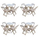 Ver imagem 1 de Kit 4 Conjuntos de Mesa com 4 Cadeiras de Madeira Dobrável 70x70 sem Pintura/crua