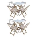 Ver imagem 1 de Kit 2 Conjuntos de Mesa com 4 Cadeiras de Madeira Dobrável 70x70 sem Pintura/crua