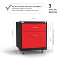 Ver imagem 2 de Gaveteiro de Aço 2 Gavetas com Chave e Rodízios com Trava e Gaveta p/Pasta Suspensa Vermelho/Preto