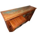 Ver imagem 3 de Balcão Buffet Arcaz de Madeira Maciça de Demolição com 3 Portas e 3 Gavetas com Pátina:largura 170cm