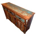 Ver imagem 2 de Balcão Buffet Arcaz de Madeira Maciça de Demolição com 3 Portas e 3 Gavetas com Pátina:largura 170cm