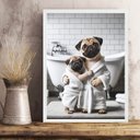 Ver imagem 2 de Quadro para Banheiro Pugs - Pai e Filho 33x24cm - com Vidro:moldura Preta