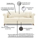 Ver imagem 6 de Kit 2 Poltronas e Sofá Living 2 Lugares 1,60m Vênus Linho Pés Castanho - Pallazio Cinza