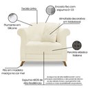 Ver imagem 7 de Kit 2 Poltronas e Sofá Living 2 Lugares 1,60m Vênus Linho Pés Castanho - Pallazio Cinza