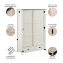 Ver imagem 3 de Guarda Roupa Solteiro 133cm 2 Portas Deslizantes Lazio Branco/Freijó F07 - Mpozenato