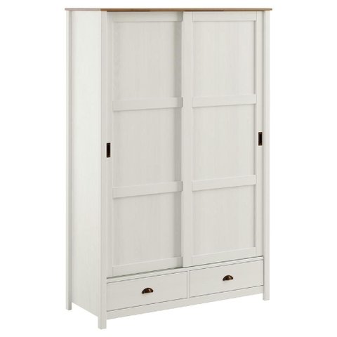 Guarda Roupa Solteiro 133cm 2 Portas Deslizantes Lazio Branco/Freijó F07 - Mpozenato