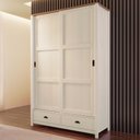 Ver imagem 2 de Guarda Roupa Solteiro 133cm 2 Portas Deslizantes Lazio Branco/Freijó F07 - Mpozenato