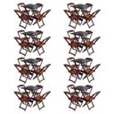 Ver imagem 1 de Kit 8 Jogos de Mesa com 4 Cadeiras de Madeira Dobrável 70x70 Ideal para Bar e Restaurante - Imbuia