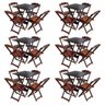 Kit 6 Jogos de Mesa com 4 Cadeiras de Madeira Dobravel 70x70 Ideal para Bar e Restaurante - Imbuia - 1