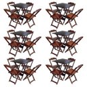 Ver imagem 1 de Kit 6 Jogos de Mesa com 4 Cadeiras de Madeira Dobravel 70x70 Ideal para Bar e Restaurante - Imbuia