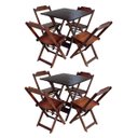 Ver imagem 1 de Kit 2 Jogos de Mesa com 4 Cadeiras de Madeira Dobrável 70x70 Ideal para Bar e Restaurante - Imbuia