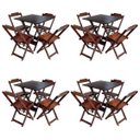 Ver imagem 1 de Kit 4 Jogos de Mesa com 4 Cadeiras de Madeira Dobravel 70x70 Ideal para Bar e Restaurante - Imbuia