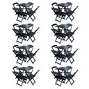 Ver imagem 1 de Kit 8 Jogos de Mesa com 4 Cadeiras de Madeira Dobrável 70x70 Ideal para Bar e Restaurante - Preto