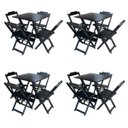 Ver imagem 1 de Kit 4 Conjuntos de Mesa com 4 Cadeiras de Madeira Dobrável 70x70 Preto