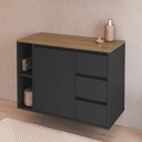 Ver imagem 1 de Balcão Gabinete de Banheiro Suspenso Crart-BAL003 1 Porta 3 Gavetas 80cm Grafite Multimóveis