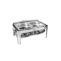 Rechaud inox 2 cubas 13 lts tampa basculante giratória luxo - 2