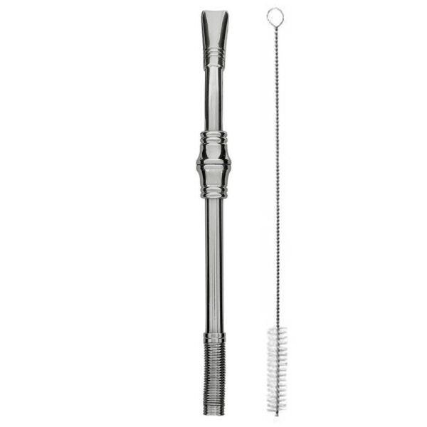 Kit Chimarrão Cuia Uruguaia Bocal Aberto + Bomba Mola Com Aplique Inox 19cm - 4