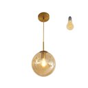 Ver imagem 2 de Pendente Moderno Glass Dourado Vidro Âmbar 20cm C Lâmp Led