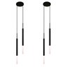Kit 2 Luminárias Tubo Pendente Duplo Difusor Quarto Preto - 1