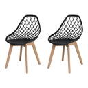 Ver imagem 1 de Conjunto 2 Cadeiras Kaila Pretas em Polipropileno com Base Wood para Sala de Jantar e Cozinha