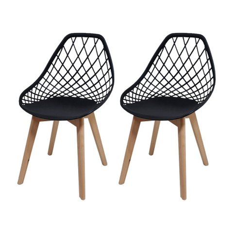 Conjunto 2 Cadeiras Kaila Pp Preto Wood