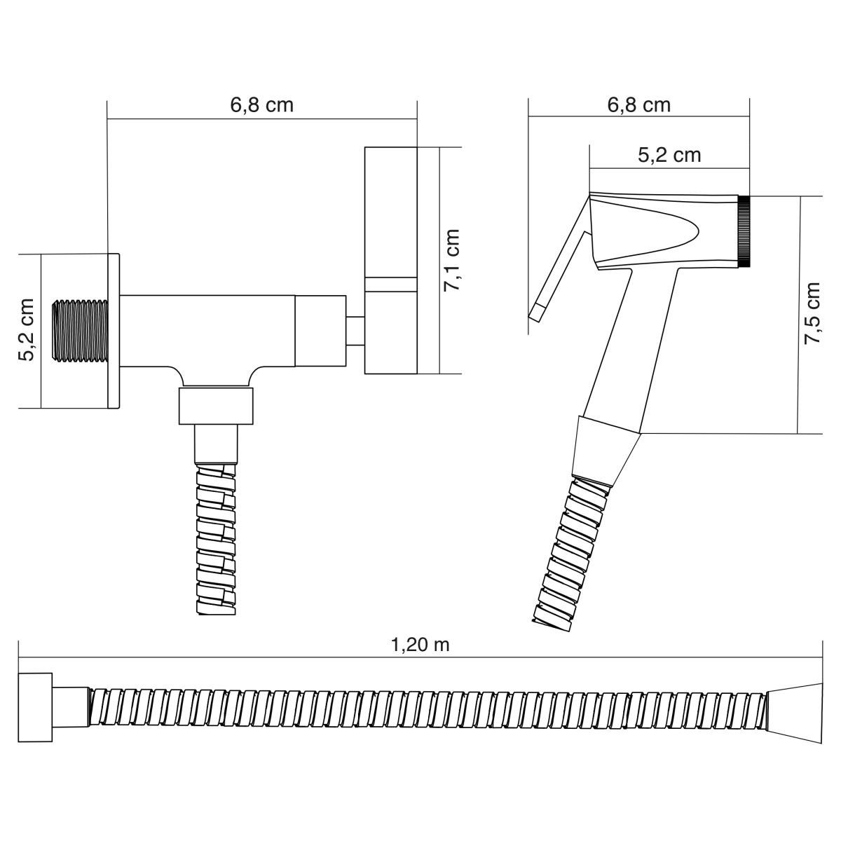 Ducha Higiênica Banheiro 1/4 Volta C-70 Flexível 1,20 m Inox Metal Oliveira - 6