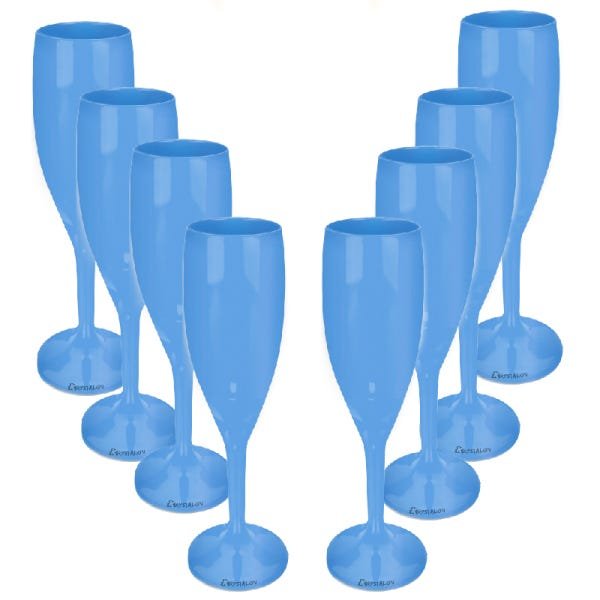 8 Taças Champanhe Acrílico Azul - 1