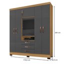 Ver imagem 3 de Guarda Roupa Casal Imperial com Armário Multiuso Recife Carvalho Americano Grafite – Incorplac