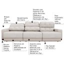 Ver imagem 2 de Sofá Sala de Estar Retrátil e Reclinável 5 Lugares Lisboa 3,50M Couro Off White - Gran Belo