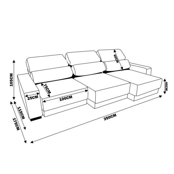 Sofá Sala de Estar Retrátil e Reclinável 5 Lugares Lisboa 3,50M Couro Off White - Gran Belo - 3