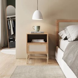 Mesa de Cabeceira Square 1 Gaveta 1 Nicho 60 Cm X 43 Cm X 40 Cm Tauari - Telinha Rattan - 6