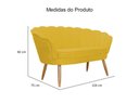 Ver imagem 2 de Kit Namoradeira + 2 Poltronas Decorativa Pétala Couro Amarelo Pés Madeira Ms Decor