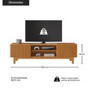 Ver imagem 4 de Rack para TV até 70 Polegadas Crjcm-RCK005 MDP MDF com 2 Portas Ripadas Nichos Marrom Cinamomo