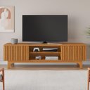 Ver imagem 1 de Rack para TV até 70 Polegadas Crjcm-RCK005 MDP MDF com 2 Portas Ripadas Nichos Marrom Cinamomo